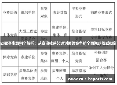欧冠赛事级别全解析:从赛事体系起源到顶级竞争的全面说明权威指南 欧冠赛事级别全解析:从赛事体系起源到顶级竞争的全面说明权威指南