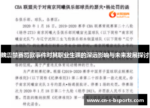 魏震禁赛罚款事件对其职业生涯的深远影响与未来发展探讨